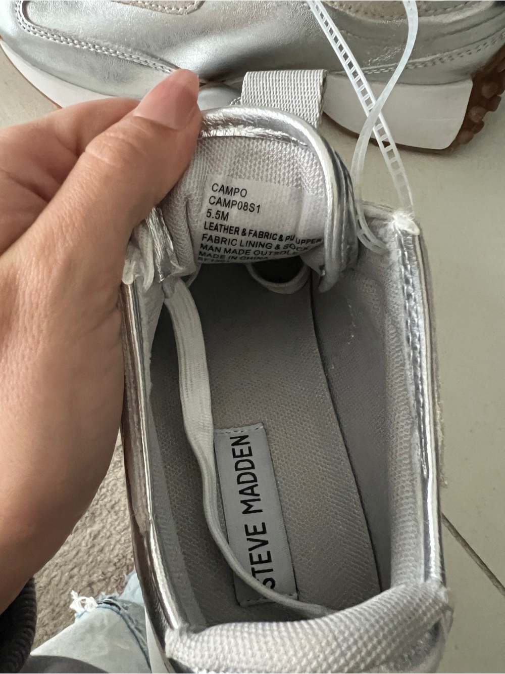 Steve Madden Metallic Silver & Cream Platform Sneakers with Gum Tread - Picture 8 of 12